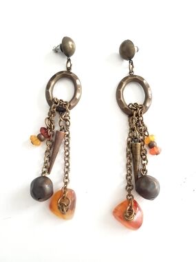 Boho Drop Earrings in Brown and Orange